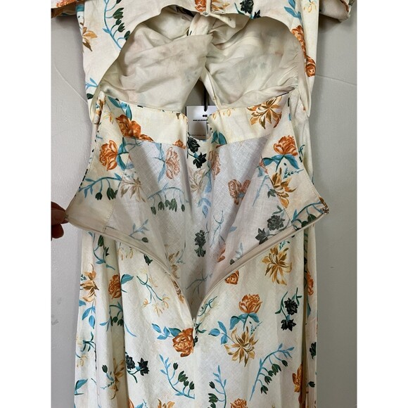 Solid & Striped Linen Summer Floral midi Dress, deep v, Keyhole, Backless, SZ‎ S - Picture 10 of 11